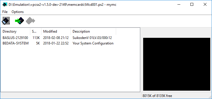 MyMc memcard loaded