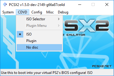 PCSX2 selecting no disc